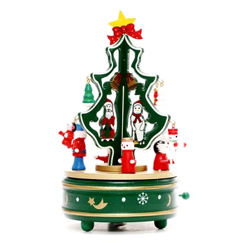 

Wooden Personalized Music Box Christmas Ornaments Tree merry go round music boxes carousel music happy birthday gift new II50YYH