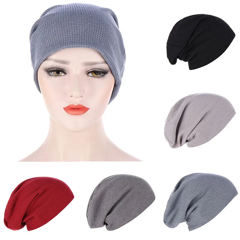 

2021 Full Cover Inner Hijab Caps Muslim Stretch Turban Cap Folds Bonnet Solid Color Caps Sleep Night Cap Head Cover Bonnet Hat