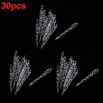 

Hanging Icicle Christmas Tree Ornaments Glass Crystal Clear 30Pcs Ornament 12cm