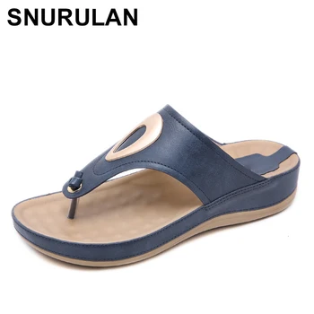 

SNURULAN2019 women's flip-flops, sandals with straps, metal summer beach shoes, casual shoes on the platform, wedges, thick sole