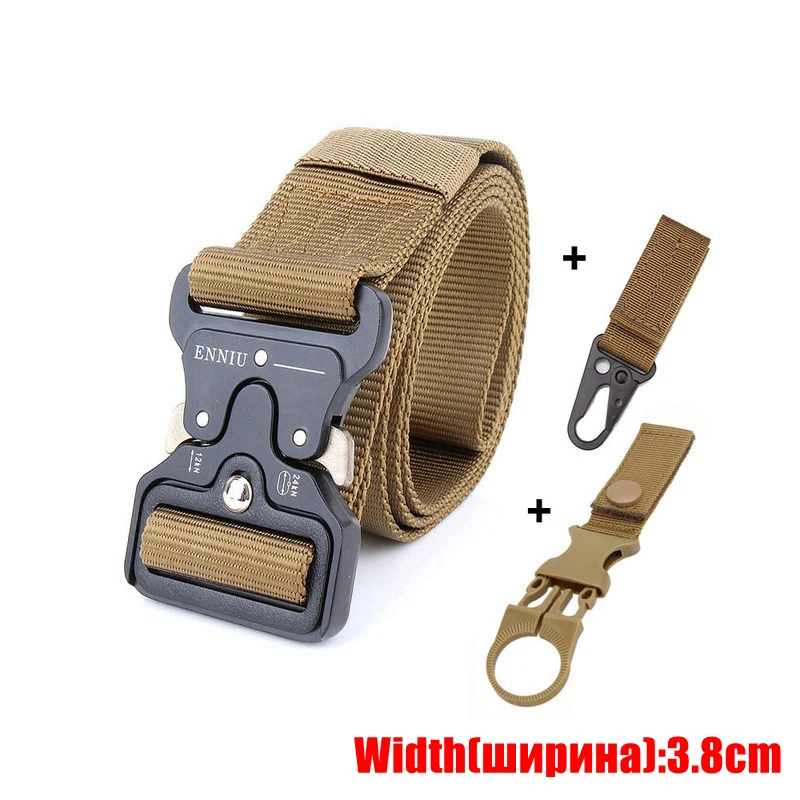 elastic belt for men 5.0CM Wide Army Belt Tactical Military Nylon Waist Belts Quick Release Outdoor Hunting Training Strong Metal Buckle Police Mens black belt with holes Belts