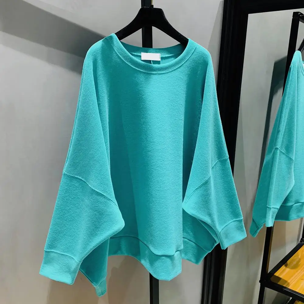 

Sweater 2020 spring new loose round neck bat sleeve shirt long girl