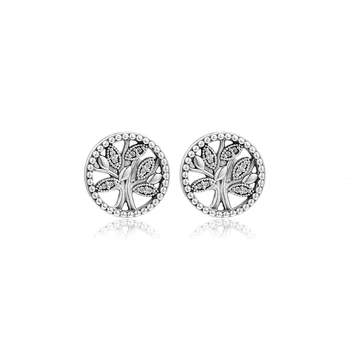 

Trees of Life Stud Earrings DIY 2019 Authentic 925 Sterling Silver Fit European Charm Bangle Jewelry Women Gift