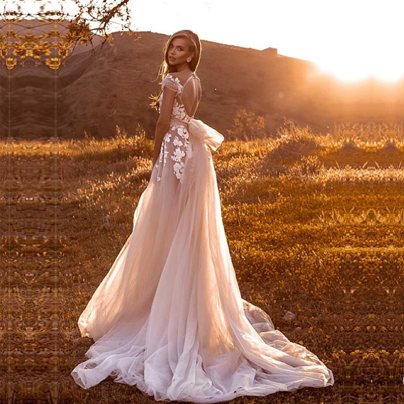Новое свадебное платье милое Тюлевое кружевное невесты с аппликацией красивые