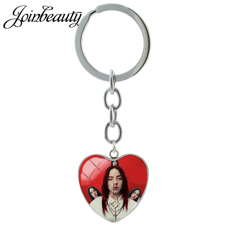 JOINBEAUTY в форме сердца Горячая Billie Eilish фото брелок стеклянный купол для ключа подвесные аксессуары для сумок DIY вентиляторы подарок HB01 - Цвет: HB24