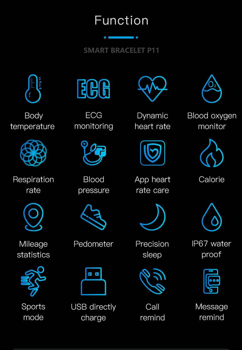 UGUMO P11 Plus Smart Bracelet Body Temperature Monitoring Smart Wristband ECG PPG Smart Watch Heart Rate Blood Pressure Bracelet