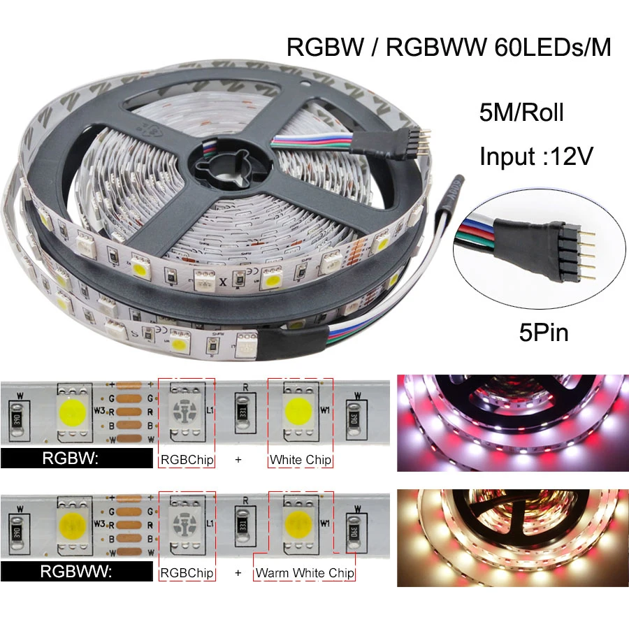 5 м 10 м 15 м RGBW комплект светодиодной ленты DC12V Светодиодная лента 5050 60 Светодиодный/м с RGBWW 2,4 г инфракрасный светодиодный контроллер 12 в блок питания 5050 Светодиодная лента RGB