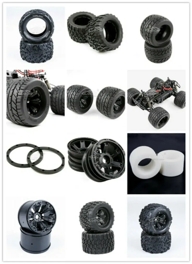 

Tires Wheel hub & Beadlock Rings & Inner Foam set for 1/8 HPI Racing Savage XL FLUX Rovan TORLAND XL TRUCK RC CAR PARTS