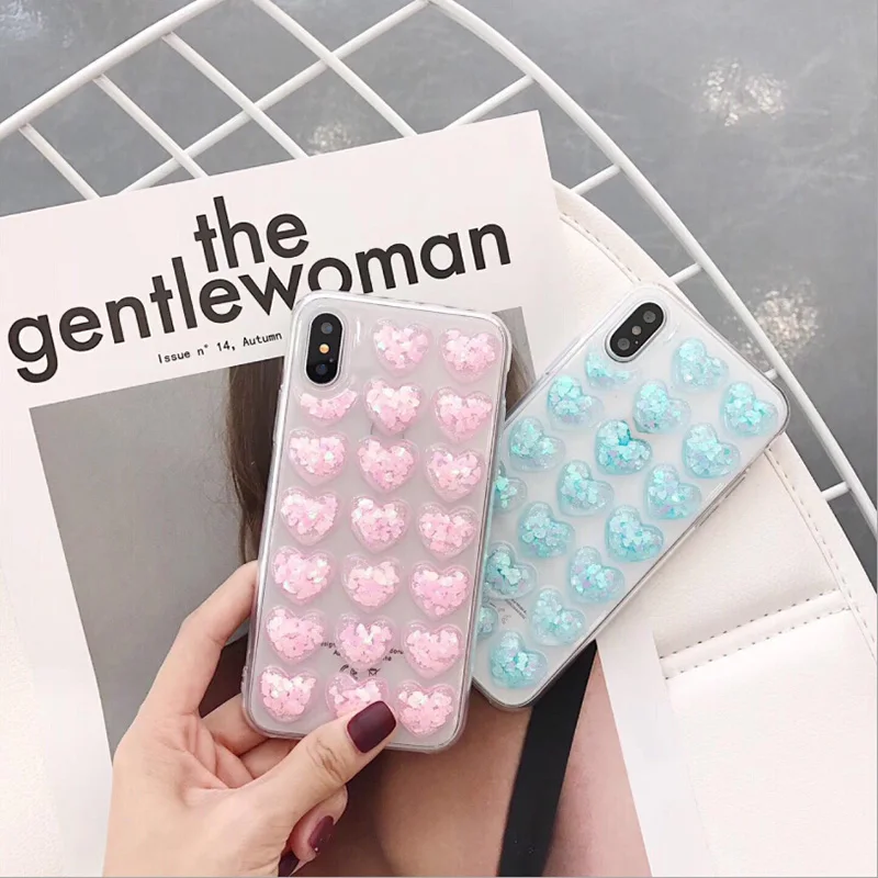 3D Love Heart Clear Phone Case For iPhone X 8 7 6 6s Plus Bling Transparent For iPhone 5 5s SE Soft TPU Back Cover Cases