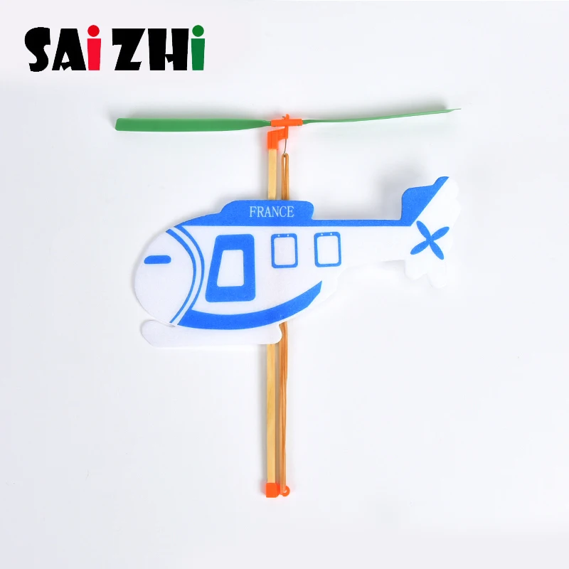 Saizhi Toy fai da te elastico alimentato ELICOTTERO SCIENZA Esperimento Kit Regalo Di Compleanno 