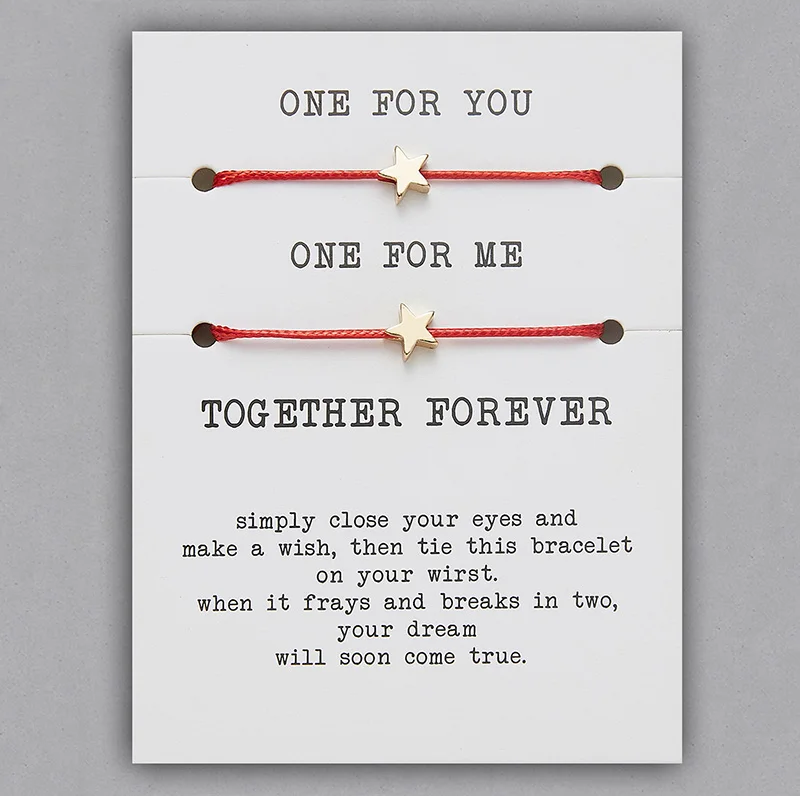 BR18Y0712-2 2 шт./компл. Wish Card Парные браслеты Регулируемые красные веревки плетеные золотые короны Сердце Звезда Крест браслет дружбы ювелирные изделия - Окраска металла: BR18Y0712-2