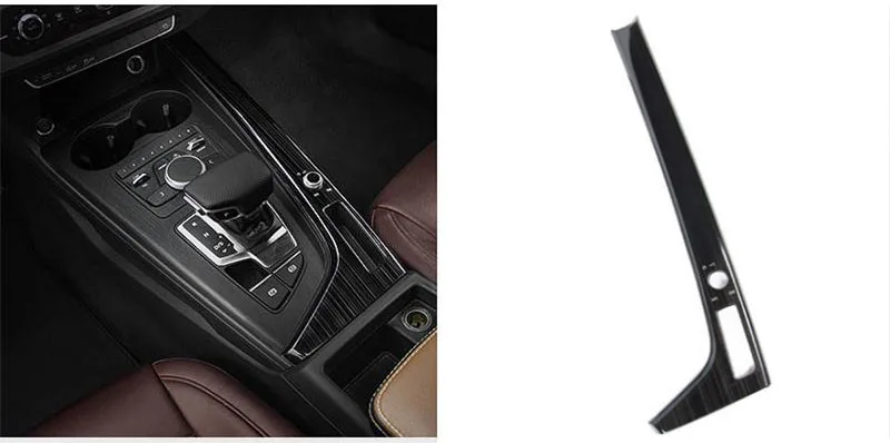 Brushed Black Автомобильный стайлинг держатель для стакана воды панель переключения передач мультимедийная декоративная крышка наклейки накладка для Audi A4 B9 интерьерные авто аксессуары - Название цвета: Brushed Black