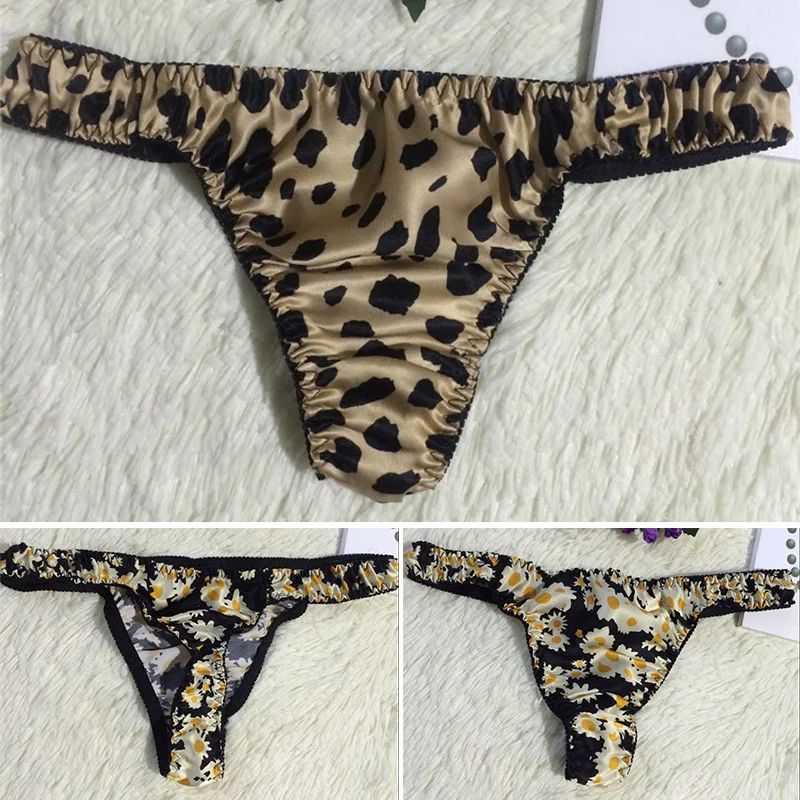 Silk Thong Underwear Leopard Print