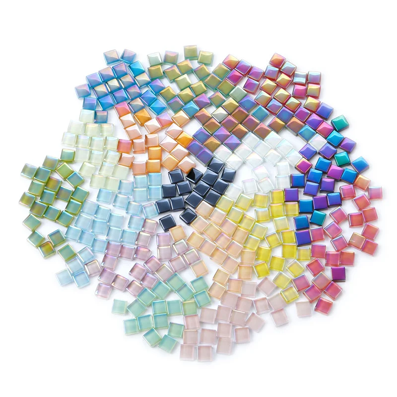 200pcs/bag Multi Colors Square Glass Mosaic Tiles For DIY Crafts