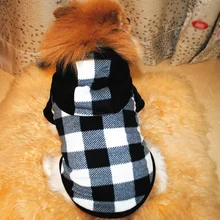 

Winter Dog Coat British Plaid Casual Dog Hoodie Jacket Pet Warm Outfit With Hat Windproof Hooded