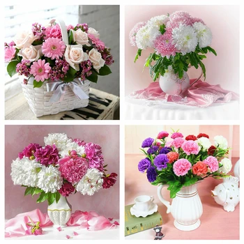 

EverShine Diamond Painting With Square Rhinestones Flower Embroidery Full Square Drill Crafts Kit Home Decoration Modern