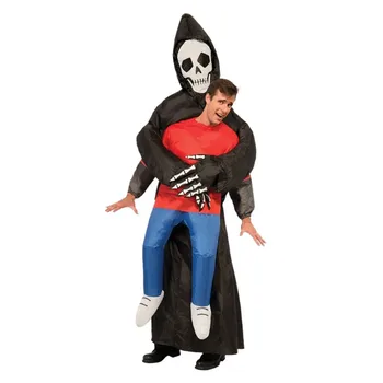 

1.85M Halloween Funny Ghost Suit Inflatable Suit Novelty Inflatable Costume Black Scary Skeleton Cosplay Costume Clothes