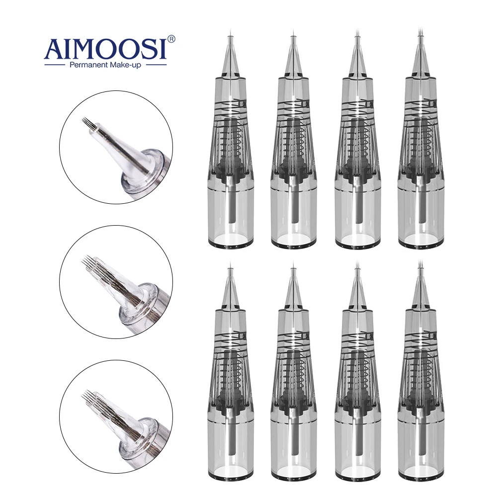 AIMOOSI M7 50/100Pcs Tattoo Eyebrows Microblading Piercing Needles Pen For Semi Permanent Makeup PMU Machine Gun Consumables