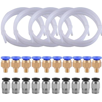 

5 Pieces Ptfe Tubing (1.5M) with 10 Pieces Pc4-M6 Fittings and 10 Pieces Pc4-M10 Fitting Connector for 3D Printer 1.75mm