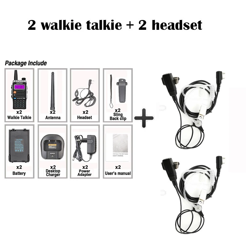 2 шт. Baofeng UV-B2 Plus рация 8 Вт большая мощность 128 CH UHF/VHF двухстороннее радио BF-UVB2 Plus CB радио Talky Walky - Цвет: add 2 heatset
