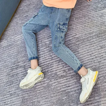 

Kids Jeans for Girls Cargo Pants Cool Big Pocket Loose Sport Pant Teenage 10 12 14 Years Children Casual Running Pants Clothing