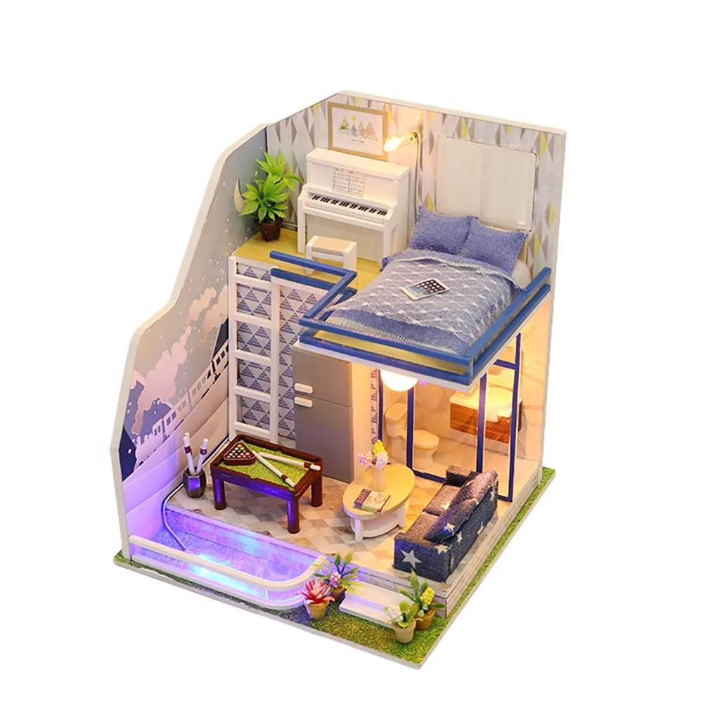 Миниатюрный Кукольный домик-головоломка rhapsody Кукольный дом 3D DIY миниатюрный деревянный пазл мебель украшение игрушка детский подарок на день рождения