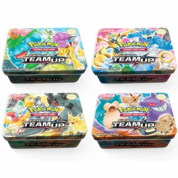 

42 Pcs Pokemon Cards Cartoon Iron Metal Box TAKARA TOMY Toys 20 60 Mega GX Pokemons Shining Battle Game Trading Carte Figuren