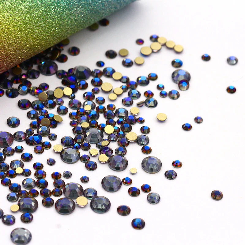 Стразы с плоским основанием золотистого цвета круглые без горячей фиксации