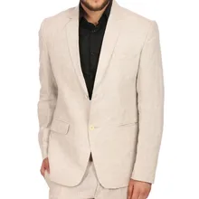 Linen Casual Blazer for Mens Single One Piece Slim Fit Wedding Tuxedo Jacket with Notched Lapel Male Fashion Daily Clothes Coat