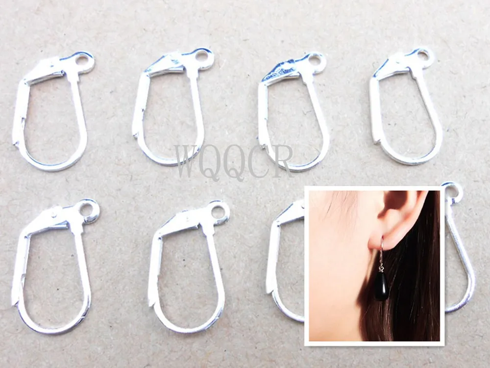 200Pcs Lotto Risultati Dei Monili In Argento Sterling Colorplated Piazza Gancio Orecchino Monachelle Per Perline Di Pietra Di Cristallo Nizza Fatto