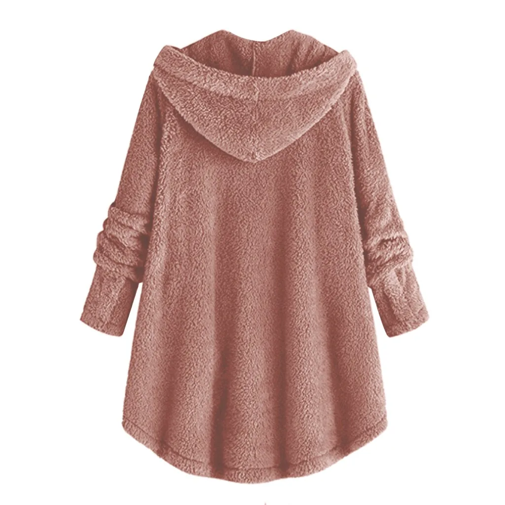 Kawaii moletom feminino sudadera mujer толстовка женская одноцветная флисовая Асимметричная на пуговицах с подолом размера плюс Женская толстовка