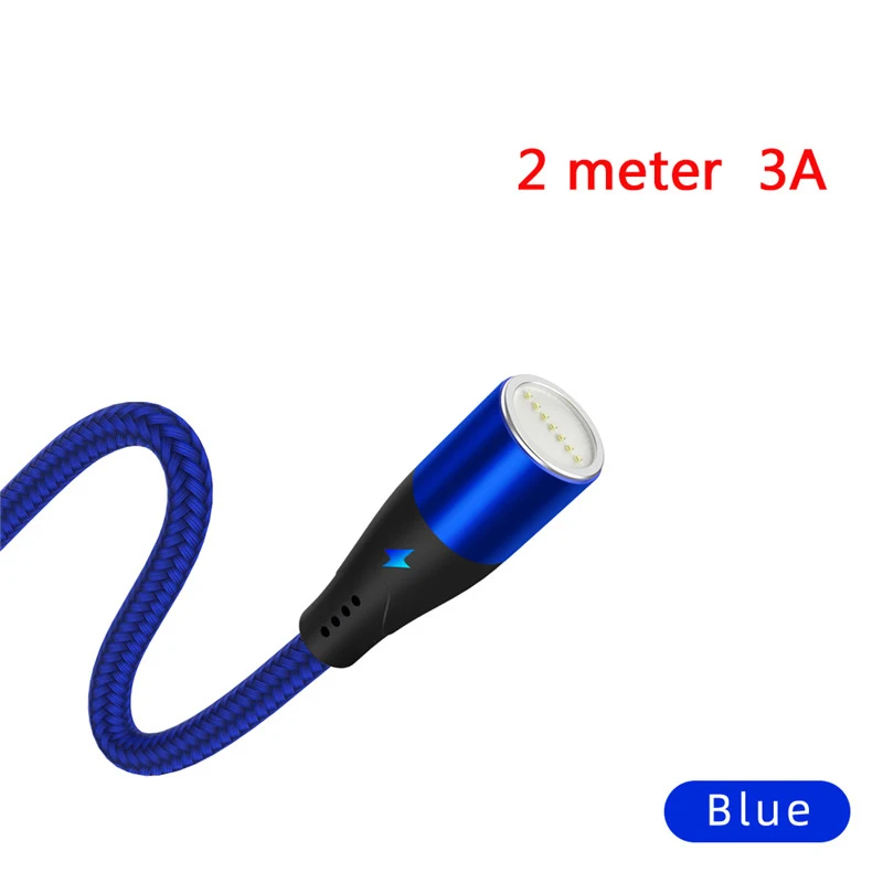 3A/5A Mobile Phone Magnetic USB Cable For Iphone Huawei 1M / 2M Micro Type C USB Charging Cable For Samsung No charging Plug - Цвет: Blue2Meter 3A