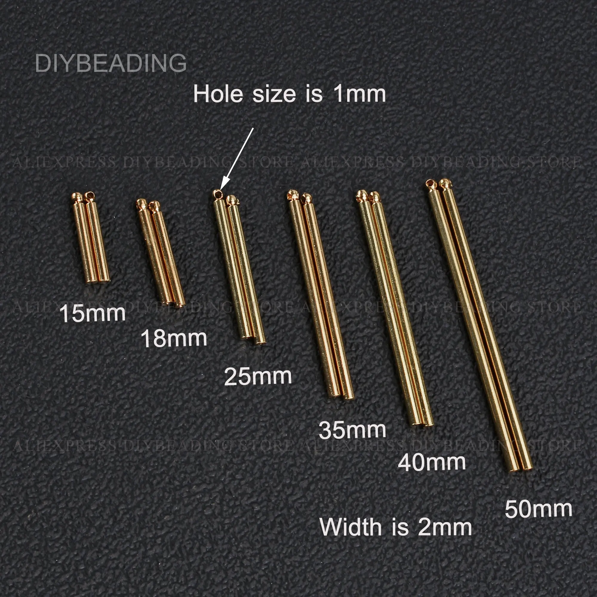 50-100 Pcs Brass Round Tube Bar Pendant for Earring Necklace Making 15mm 18mm 25mm 35mm 40mm 50mm Bulk Metal Findings