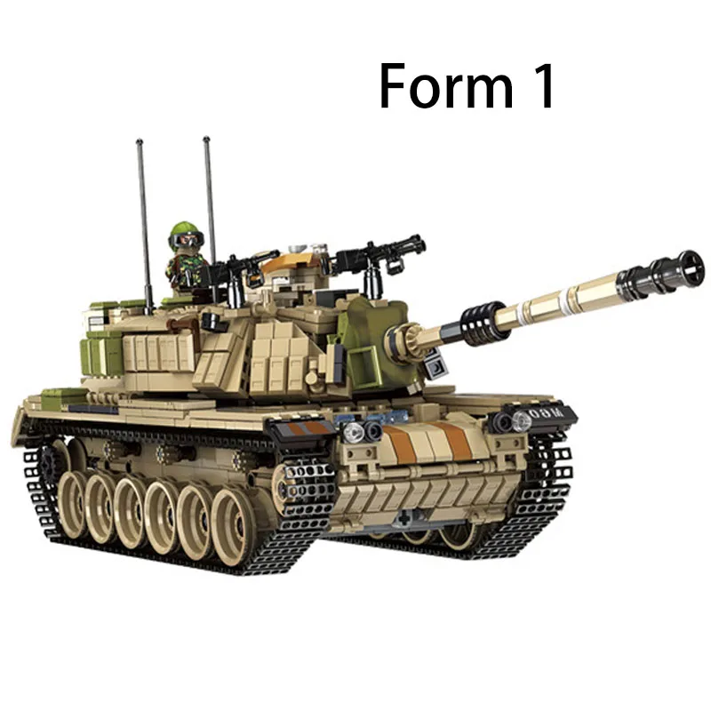 632004 1753PCS Army Military M60 MAGACH Tank Forces Building Blocks Series WW2 Weapon Soldier Figures Bricks Toys for Child Gift