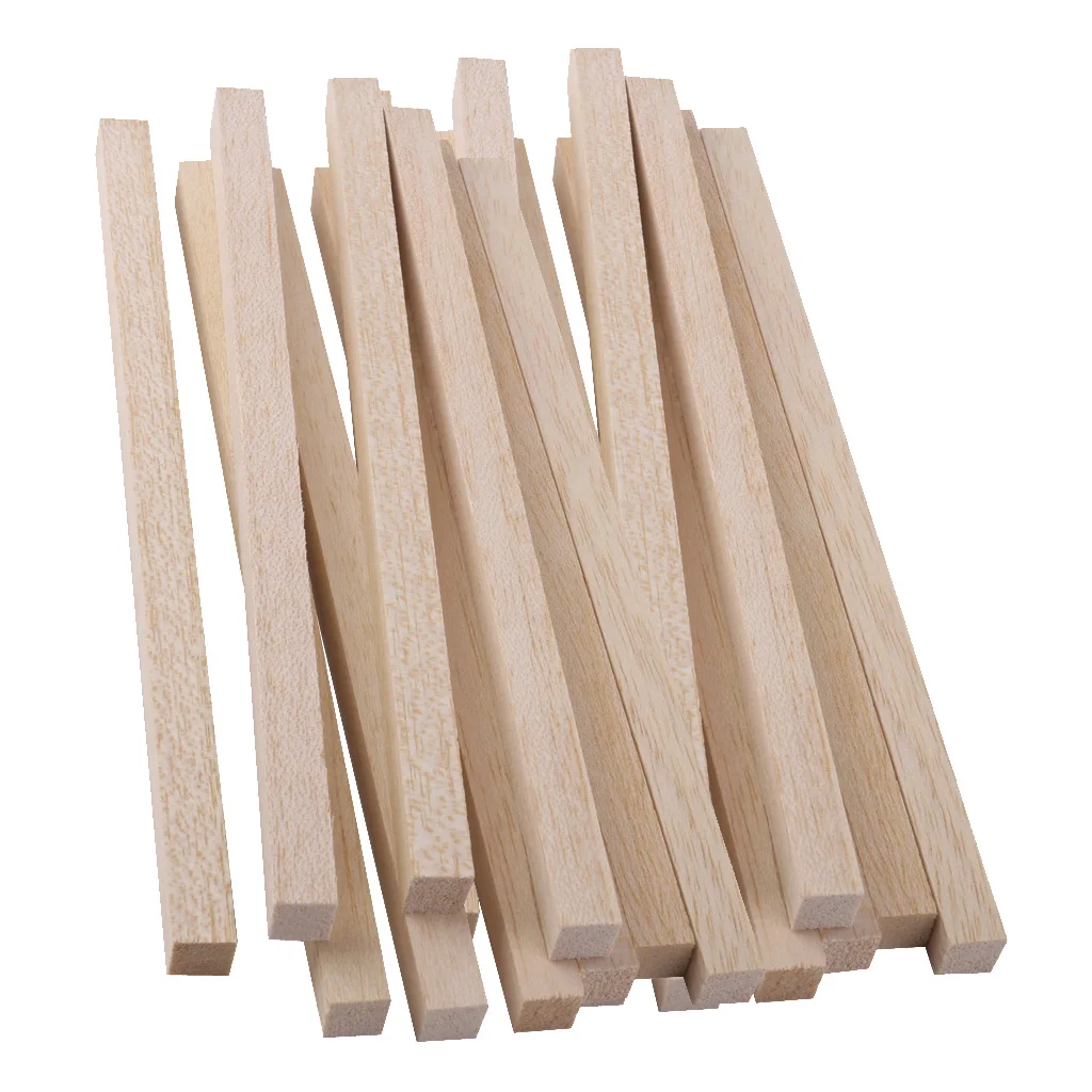 20pcs Craft Sticks Tower Hobbies Rods Balsa Wooden Wood Working 200mm X 10mm