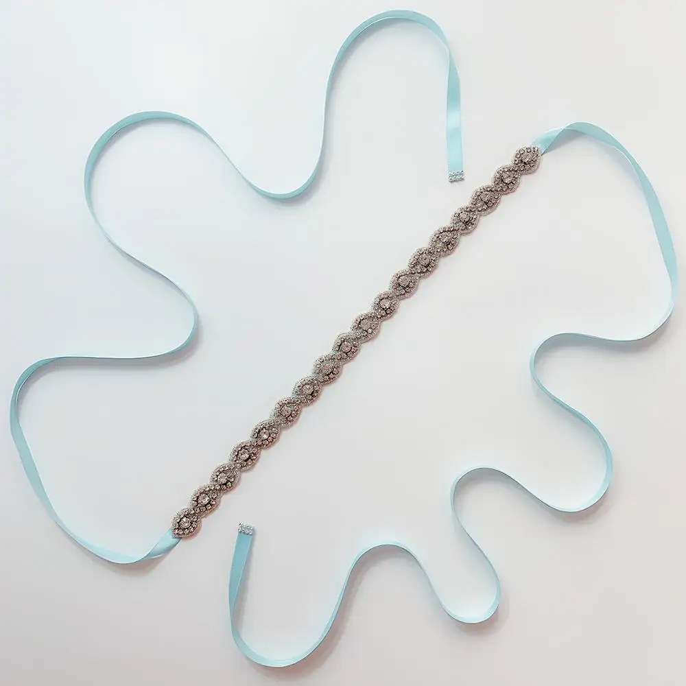 Light Blue JaneVini горный хрусталь кристалл ремни свадебного платья и пояса Роскошные бисером женские пояса свадебные Ремни невесты trouw riem - Цвет: Light Blue