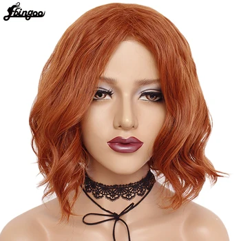 

Ebingoo The Avengers Black Widow Natasha Romanoff Short Curly Copper Red Synthetic Cosplay Wig Halloween Costume Party Wigs