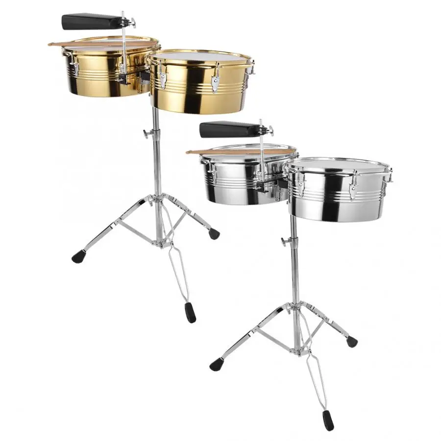 

1Pc Big Timbale Drum + 1Pc Small Timbale Drum With Cowbell Bracket Musical Instrument