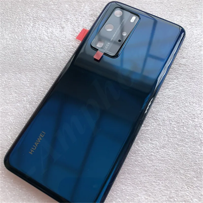 100% Original Tempered Glass Back Cover For Huawei P40 Pro Spare Parts Back Battery Cover Door Housing + Camera Frame mobile phone housings