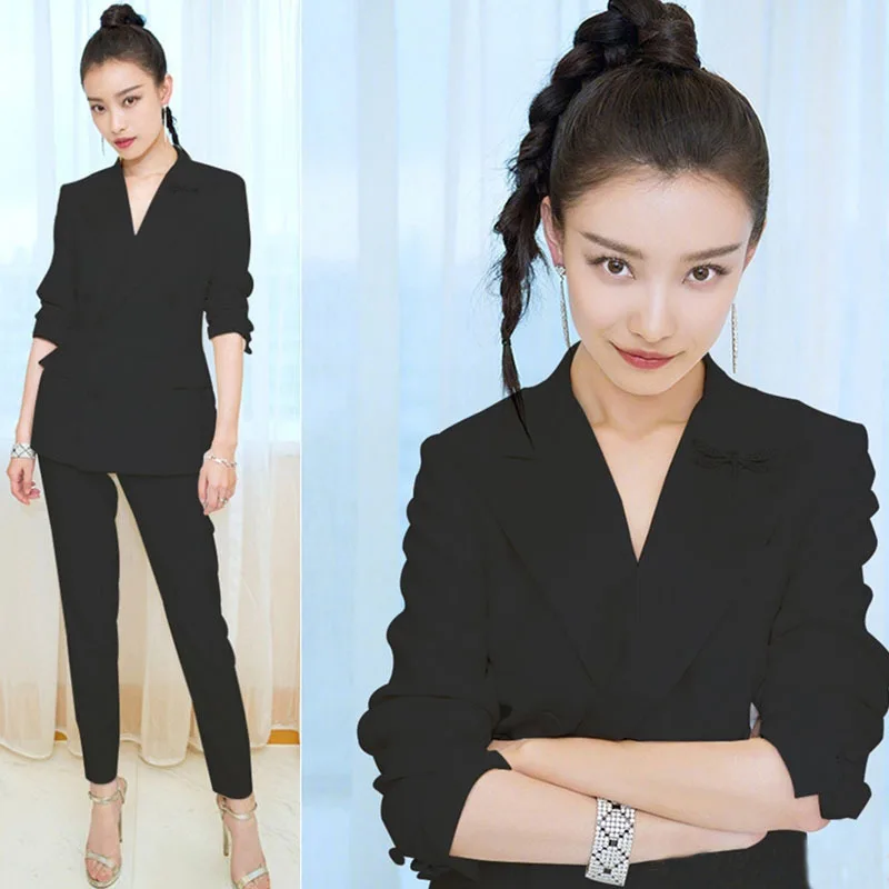 

2019 Ni Ni Suit Suit Lady Leisure Small Suit Coat Female Two-piece Set Small Suit Female Autumn