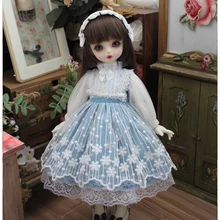 

Doll Clothes Blue Color Lace Dress BJD Doll Dress + Hair Band for 1/3 1/4 1/6 BJD SD DD 1/6 Blyth Doll Outfit Doll Accessories