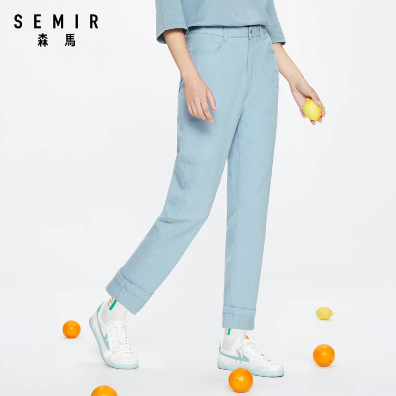 Брюки SEMIR женские тонкие прямые Свободные повседневные штаны черные весна