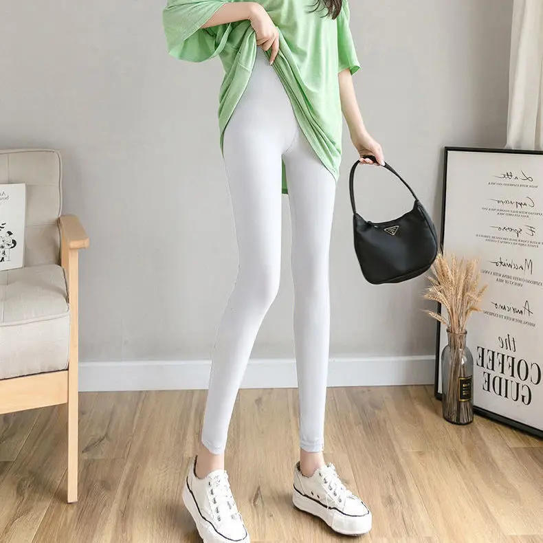 

Seven-point nine-point ice silk leggings women wear thin summer high-waist stretch slim slimming pants