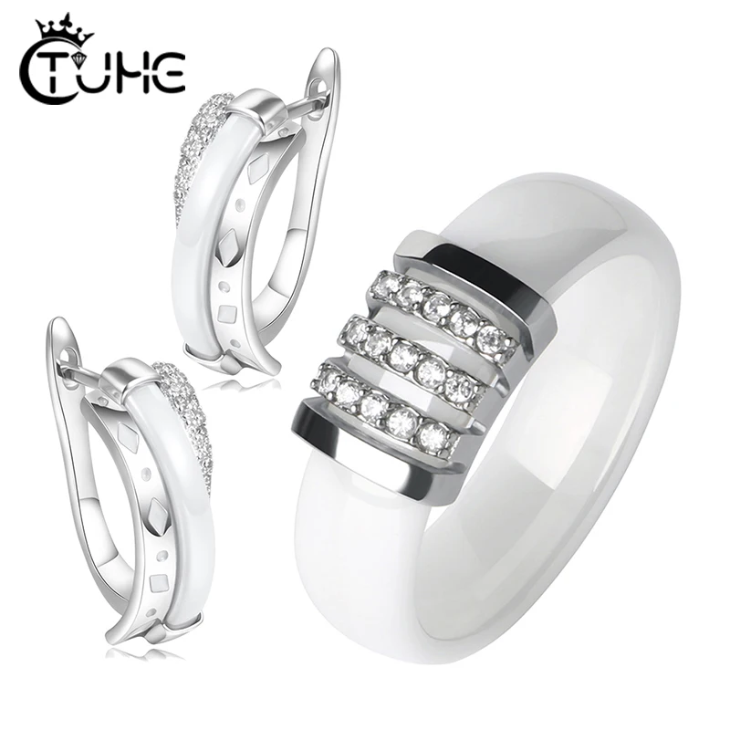 Женские керамические кольца-гвоздики вечерние серьги u-образной формы с