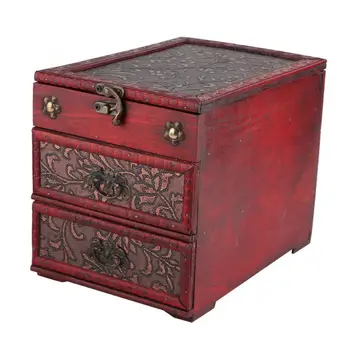 

Retro Antique Jewelry Storage Box Makeup Box Flower Carved Wooden Jewelry Storage Box Container Case Organizer with Mirror Gift