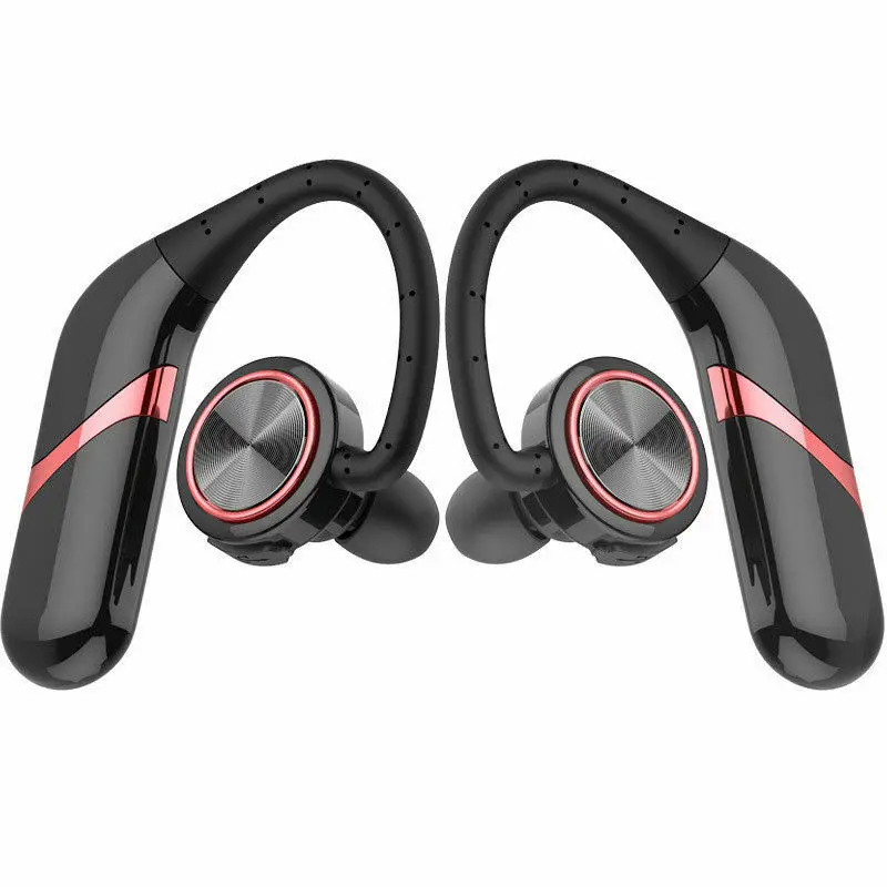 TWS, беспроводная гарнитура, наушники, Bluetooth 5,0, наушники с крючком, большая мощность, емкость для спорта, бизнеса, путешествий, NJ88 - Название цвета: Red