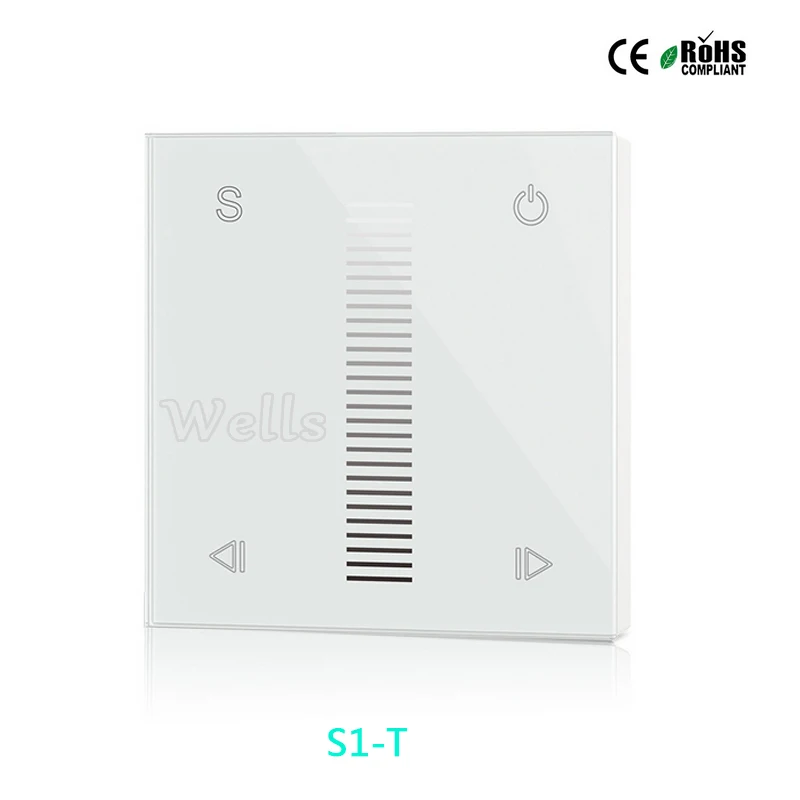 

Free shipping S1-T Wall Mounted Touch Panel High Voltage AC100V-240V Input 100W-288W AC Triac 2.4G RF Dimmer Controller
