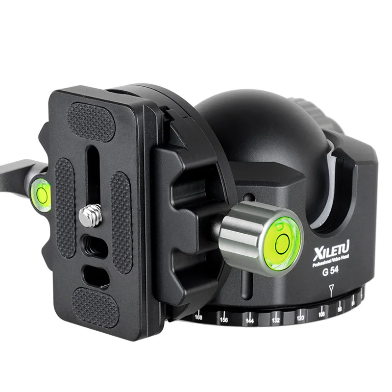 XILETU G-54 Tripod Ball Head 360 Degree Double Panoramic Photography Aluminum Ballhead Heavy Duty With Quick Release Plate