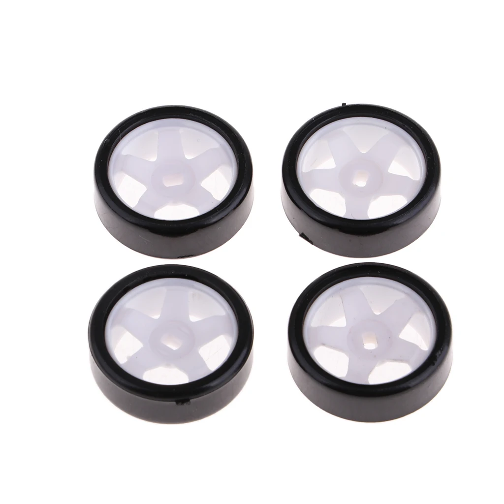 4 Pcs Toy Cars Model Black Wheel Tyre for Two-Drive RC Racing Car, 1/28 Scale