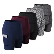 Women High Waist Yoga Shorts Soft Jogger Shorts Slim Tummy Control Workout Gym Running Athletic Yoga Shorts with Pocket